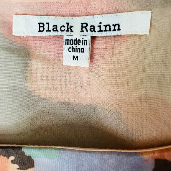 Black Rainn Dress Abstract Watercolor Pleated Boho Artsy Resort Summer Medium - Picture 7 of 10